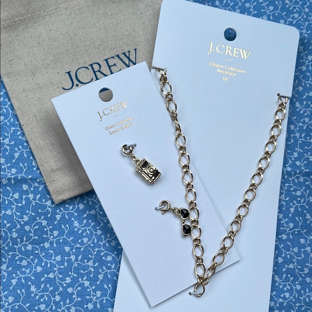J. Crew Gold Tone Necklace with FREE Camera 📷 and Sunny 🕶️ Charms NWT
